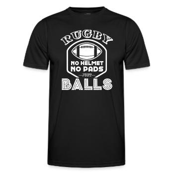 Rugby Rugby No Helmet No Pads Just Balls - Men's Functional T-Shirt - black - Front - AI Model Male 178 dark (178cm)