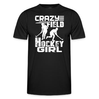 Field Hockey Crazy Field Hockey Girl - Men's Functional T-Shirt - black - Front - AI Model Male 178 dark (178cm)
