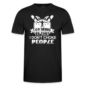 Skiing I Go Skiing So I Don't Choke People - Men's Functional T-Shirt - black - Front - AI Model Male 178 dark (178cm)