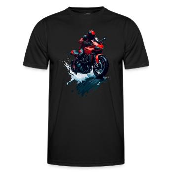 Moto sport - T-shirt sport Homme - noir - Devant - AI Model Male 178 dark (178cm)
