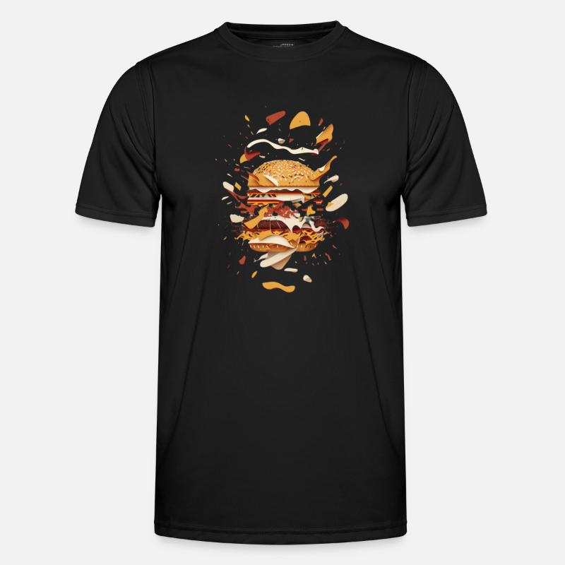 Burger Exploded | Deconstructed Burger - Men's Functional T-Shirt - black