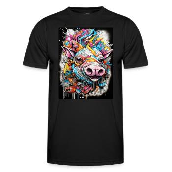 [] Aventure du sanglier rose - T-shirt sport Homme - noir - Devant - AI Model Male 178 dark (178cm)