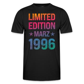Fête d'anniversaire en édition limitée Vintage 1996 - T-shirt sport Homme - noir - Devant - AI Model Male 178 dark (178cm)