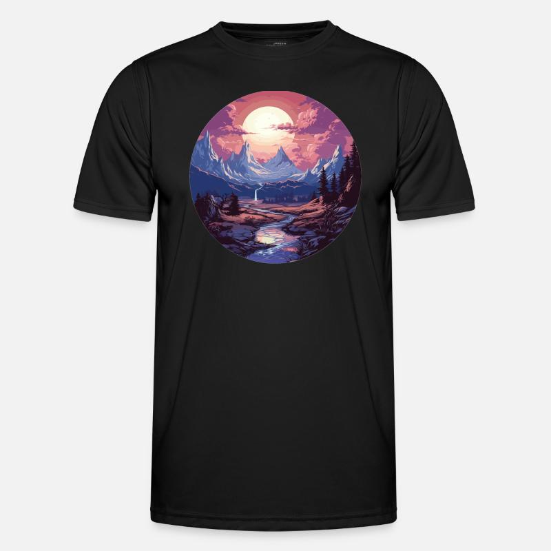 Landschaft - Illustration Männer Funktions-T-Shirt