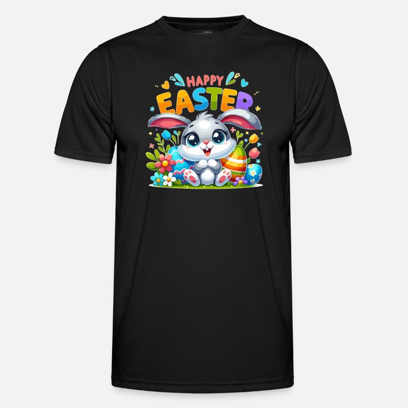 Happy Easter - Easter Bunny Illustration - Men's Functional T-Shirt - black