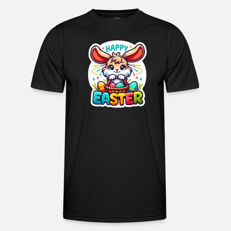 Happy Easter - Easter Bunny Illustration - Men's Functional T-Shirt - black