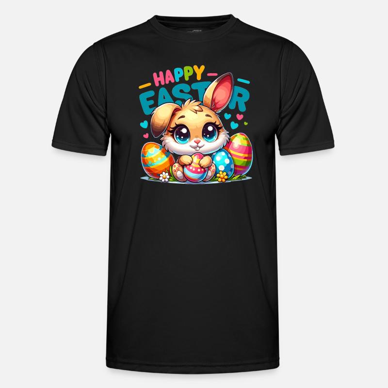 Happy Easter - Easter Bunny Illustration - Männer Funktions-T-Shirt - Schwarz