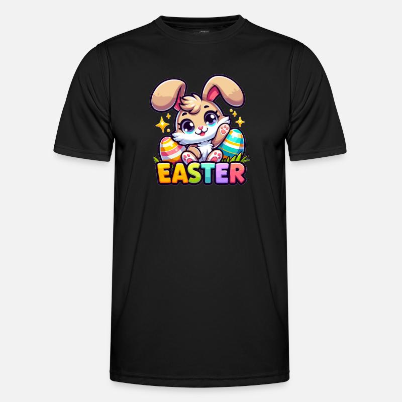 Happy Easter - Easter Bunny Illustration - Men's Functional T-Shirt - black