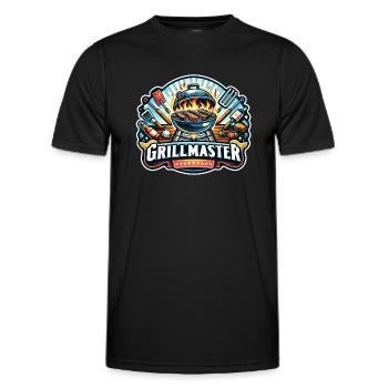 GrillMaster - Grill Illustration - Männer Funktions-T-Shirt - Schwarz - Vorne - AI Model Male 178 dark (178cm)
