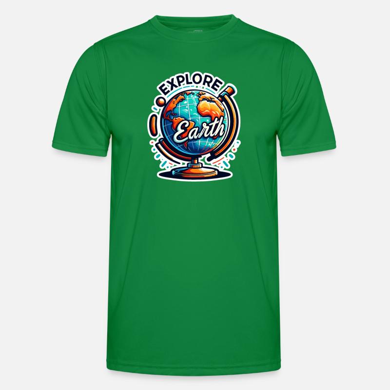 Explore Earth - Erde Illustration Männer Funktions-T-Shirt