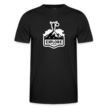Explore more - Wanderer - Men's Functional T-Shirt - black - Front - AI Model Male 178 dark (178cm)