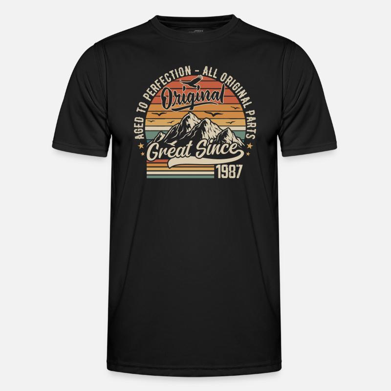 Årgang Født i 1987 | 38 års jubilæumsgave 1987 - Funktionsshirt til herrer - sort