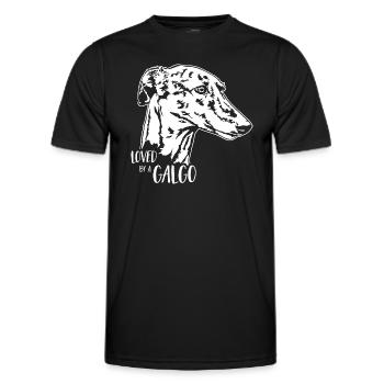 Loved by a GALGO Hundespruch Wilsigns - Männer Funktions-T-Shirt - Schwarz - Vorne - AI Model Male 178 dark (178cm)