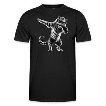 Funny Dabbing Tiger Wildlife Animal Lover - Men's Functional T-Shirt - black - Front - AI Model Male 178 dark (178cm)
