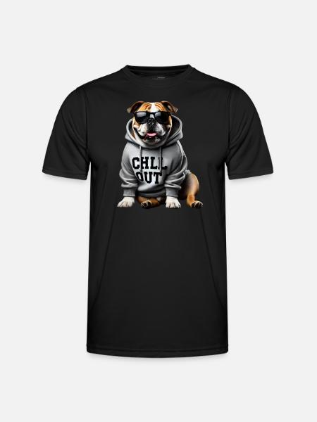 Grappige Engelse Bulldog Dierenliefhebber het Chillen - Functioneel T-shirt voor mannen - zwart