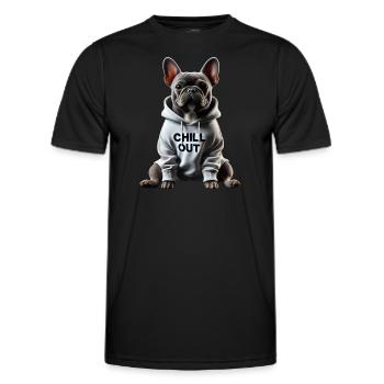 Drôle de bouledogue français Chill Out Chill Out - T-shirt sport Homme - noir - Devant - AI Model Male 178 dark (178cm)