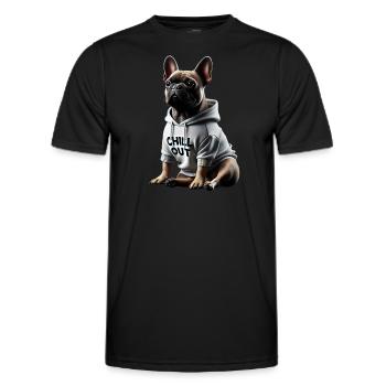 Drôle de bouledogue français Chill Out Chill Out - T-shirt sport Homme - noir - Devant - AI Model Male 178 dark (178cm)