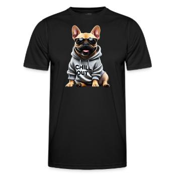 Drôle de bouledogue français Chill Out Chill Out - T-shirt sport Homme - noir - Devant - AI Model Male 178 dark (178cm)