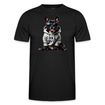Drôle de bouledogue français Chill Out Chill Out - T-shirt sport Homme - noir - Devant - AI Model Male 178 dark (178cm)