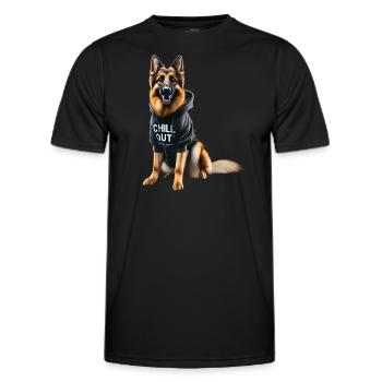 Drôle de berger allemand Chill Out Chill - T-shirt sport Homme - noir - Devant - AI Model Male 178 dark (178cm)