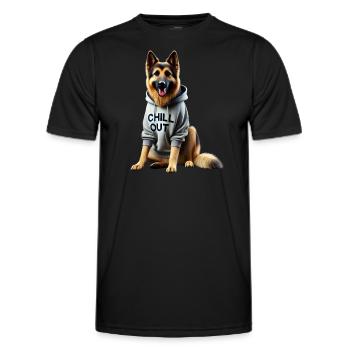 Drôle de berger allemand Chill Out Chill - T-shirt sport Homme - noir - Devant - AI Model Male 178 dark (178cm)