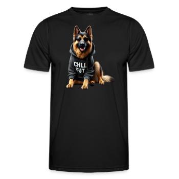 Drôle de berger allemand Chill Out Chill - T-shirt sport Homme - noir - Devant - AI Model Male 178 dark (178cm)