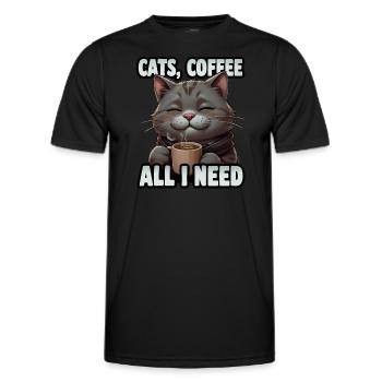 Lustiges Katze Kunst Katzenbesitzer Katzen Kaffee - Männer Funktions-T-Shirt - Schwarz - Vorne - AI Model Male 178 dark (178cm)