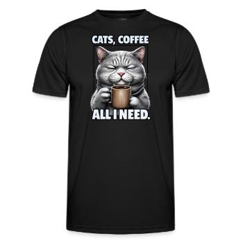 Lustiges Katze Kunst Katzenbesitzer Katzen Kaffee - Männer Funktions-T-Shirt - Schwarz - Vorne - AI Model Male 178 dark (178cm)