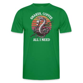 Lustiges Schlangen Kunst Schlange Kaffee Reptilien - Männer Funktions-T-Shirt - Kelly Green - Vorne - AI Model Male 178 dark (178cm)