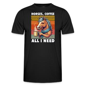Lustiges Pferd Kunst Pferdebesitzer Pferde Kaffee - Männer Funktions-T-Shirt - Schwarz - Vorne - AI Model Male 178 dark (178cm)