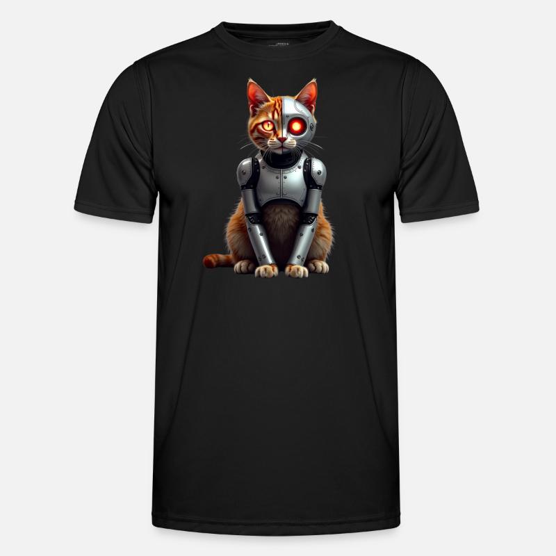 Drôle Robot Chat Tech Chats Cyborg Animal Chat T-shirt sport Homme