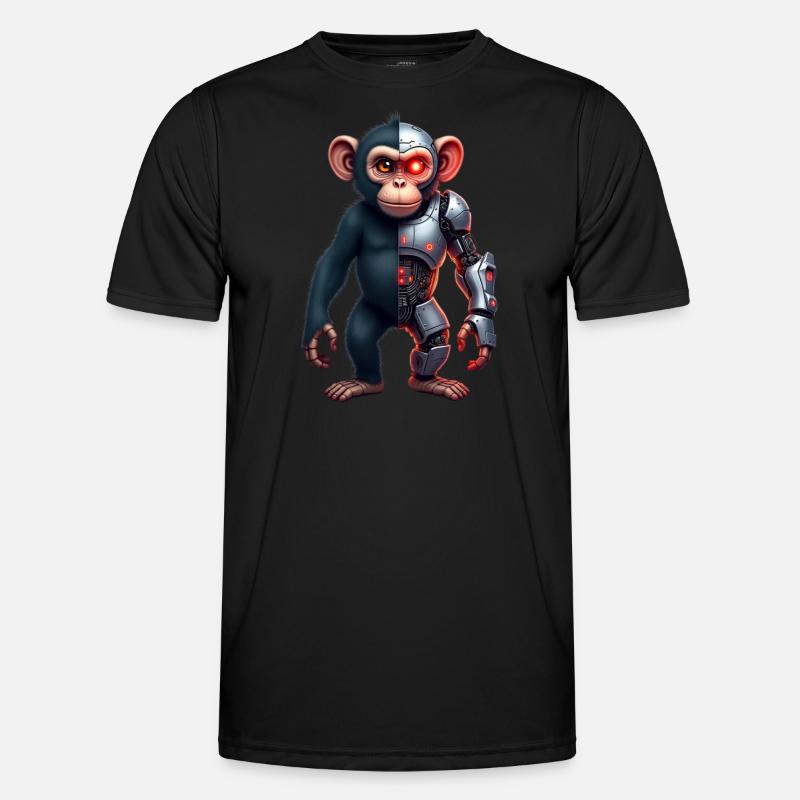 Lustiger Roboter Kunst Affe Cyborg Tier AI Monkey Männer Funktions-T-Shirt