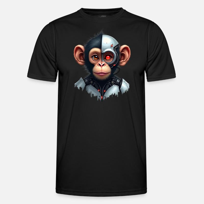 Lustiger Roboter Kunst Affe Cyborg Tier AI Monkey Männer Funktions-T-Shirt