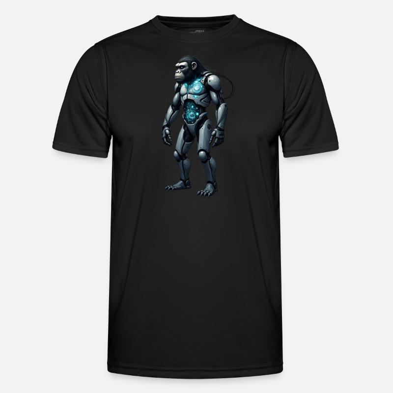 Lustiger Roboter Kunst Affe Cyborg Tier AI Monkey Männer Funktions-T-Shirt