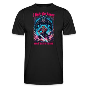 Medieval Cat Tuna Artwork Honor Honor - Men's Functional T-Shirt - black - Front - AI Model Male 178 dark (178cm)