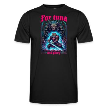 Middle Ages Cat Tuna Artwork Fame Glory - Men's Functional T-Shirt - black - Front - AI Model Male 178 dark (178cm)