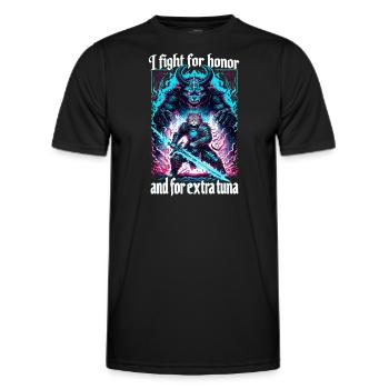 Medieval Cat Tuna Artwork Honor Honor - Men's Functional T-Shirt - black - Front - AI Model Male 178 dark (178cm)