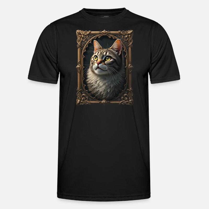 Mittelalter Katze im Bilderrahmen Kunst Krone Männer Funktions-T-Shirt