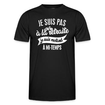 T-shirt retraité motard mi-temps humour grand-père - T-shirt sport Homme - noir - Devant - AI Model Male 178 dark (178cm)