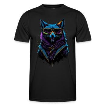 Cyberpunk Fox - Männer Funktions-T-Shirt - Schwarz - Vorne - AI Model Male 178 dark (178cm)