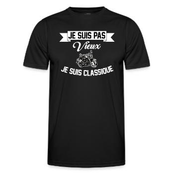 Je suis pas vieux je suis classique t-shirt papy - T-shirt sport Homme - noir - Devant - AI Model Male 178 dark (178cm)