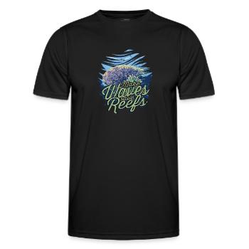 Faire des vagues, sauver les récifs - Reef - T-shirt sport Homme - noir - Devant - AI Model Male 178 dark (178cm)