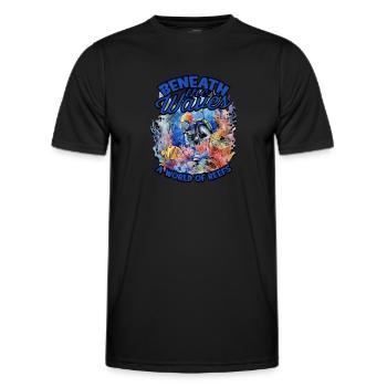 Unter den Wellen, eine Welt der Riffe - Reef - Männer Funktions-T-Shirt - Schwarz - Vorne - AI Model Male 178 dark (178cm)