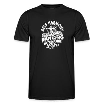 Reef harmony: Dancing with marine life - Reef - Men's Functional T-Shirt - black - Front - AI Model Male 178 dark (178cm)