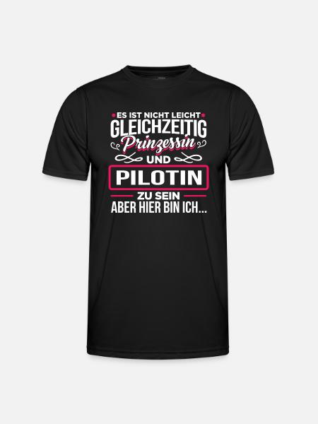 PILOTIN - Prinzessin - Männer Funktions-T-Shirt - Schwarz