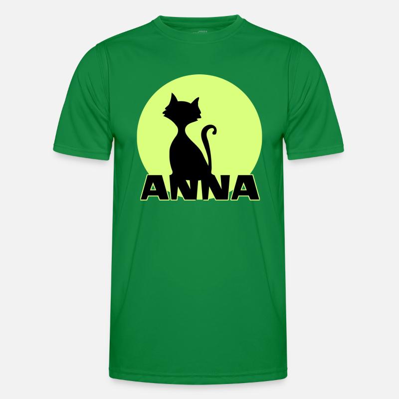 Anna first name birthday gift moonlight cat Men's Functional T-Shirt