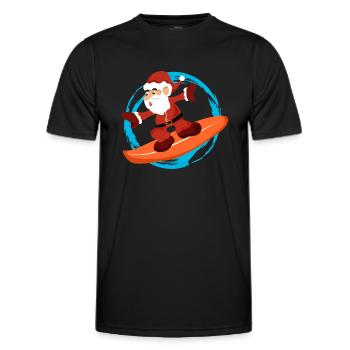 Weihnachten Weihnachtsmann Surfen - Geschenkidee - Männer Funktions-T-Shirt - Schwarz - Vorne - AI Model Male 178 dark (178cm)