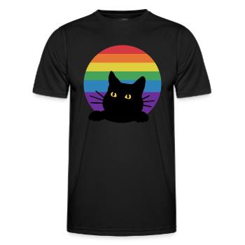 Regenbogen Katze - Männer Funktions-T-Shirt - Schwarz - Vorne - AI Model Male 178 dark (178cm)