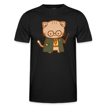 chat mignon dans un uniforme scolaire et bâton - T-shirt sport Homme - noir - Devant - AI Model Male 178 dark (178cm)