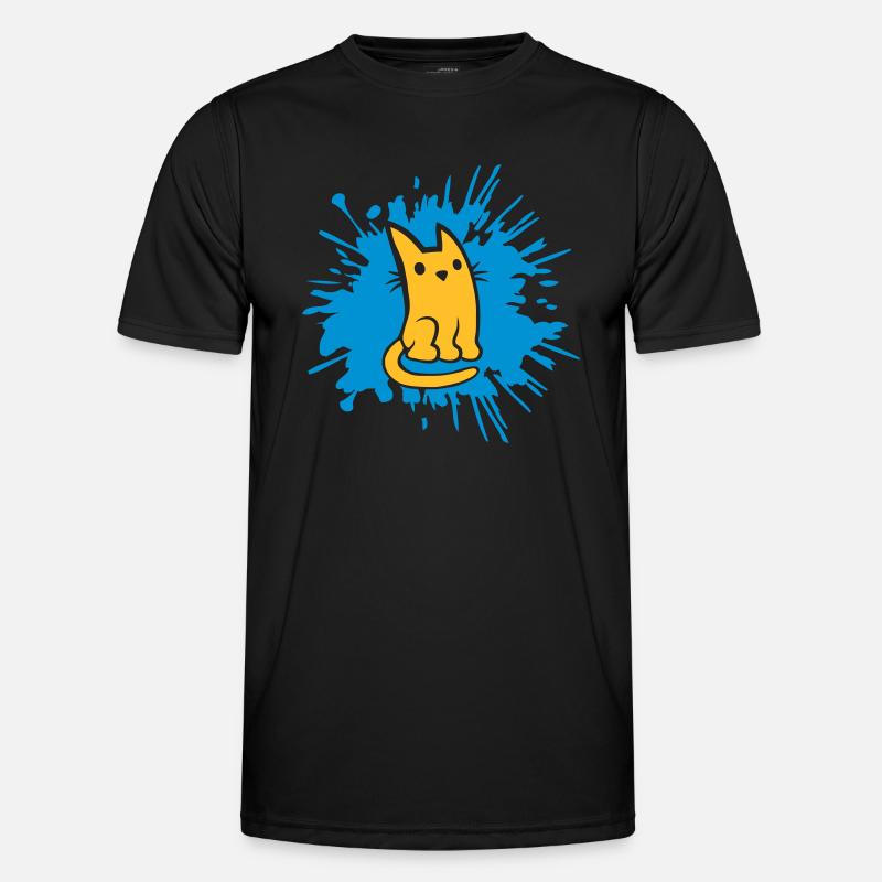 Tropfen Farbklecks Katze Comic - Männer Funktions-T-Shirt - Schwarz